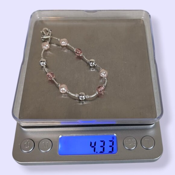 (2/$20) Pink Bead & Faux Pearl Bracelet - Picture 4 of 4